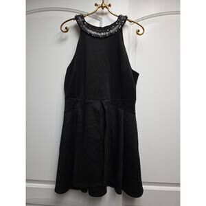 Bebe Mini Dress Womens XL Black High Beaded Collar Y2K  90s